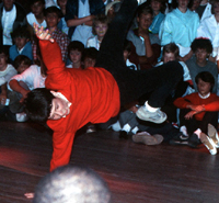 member of Aries Crew doing 'One Handed Swipes' at the Battle at the Mayfair - Southampton 1985