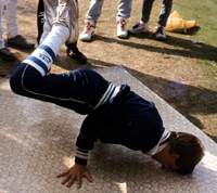 Terry Shaw doing a turtle -Bournemouth Gardens 1984